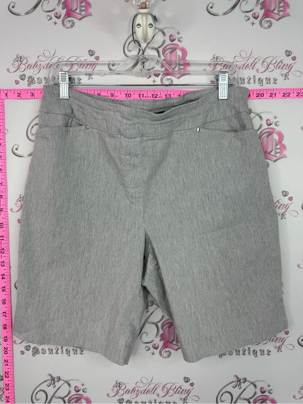 Hilary Radley Light Gray Bermuda Shorts long style grey